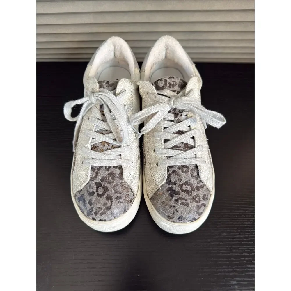 Very G Leopard Print Crackle Metallic Lace Up Sneakers Women’s Size 9.5